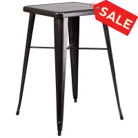 Flash Furniture CH-31330-BQ-GG Antique Square Barheight Table in Black